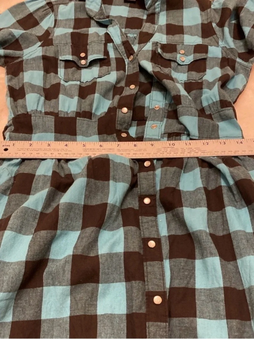 Cotton Express Blue and Black Gingham Dress